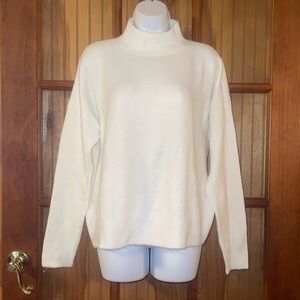 Cozy White Oversized Mock Neck Sweater